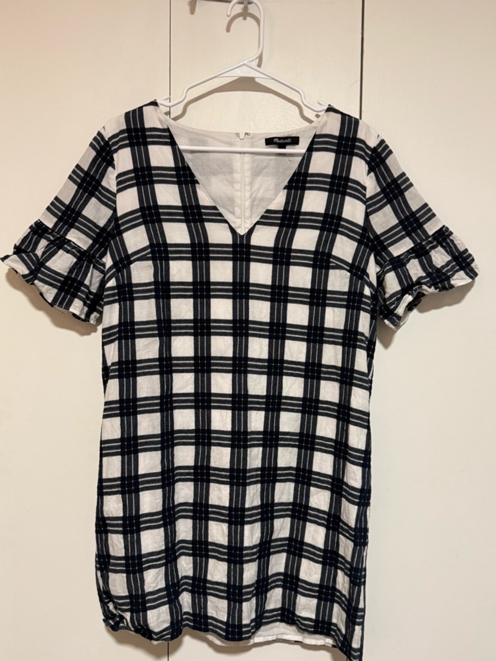 Madewell Leighton Plaid Vneck Shift Dress size 6 - Picture 2 of 5